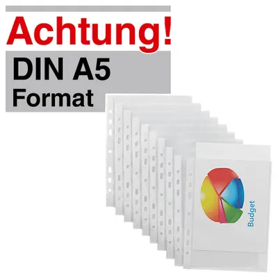Produktbild von 100 Lands Prospekthüllen DIN A5 transparent genarbt 0,08 mm