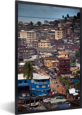 Produktbild von MuchoWow® MuchoWow® Gerahmtes Poster Blick auf Freetown in Sierra Leone vom Aberdeen Hill District aus 40x60 cm - Poster mit zchwarzem Bilderrahmen - Papierdruck - Wandbilder