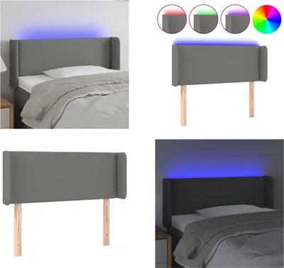 Produktbild von vidaXL LED Kopfteil Dunkelgrau 103x16x78/88 cm Stoff - LED Kopfteil - LED Kopfteile - Kopfteil - Bett-Kopfteil