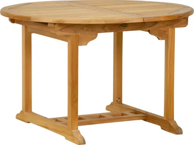 Produktbild von Teakholz Tisch ausziehbar Rondo 120 cm als flexibler Teak Ausziehtisch naturbelassen Teak-Tisch rund massiv