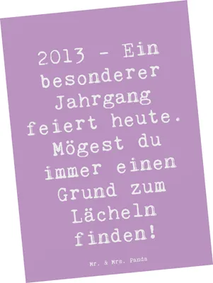 Produktbild von Mr. & Mrs. Panda Grußkarte Spruch 2013 Geburtstag Freude - Lavendeltraum - Geschenk, Postkarten, Geburtstagsgeschenk, Alter, Jahrgang feiern, Ansichtskarten, Fotokarte