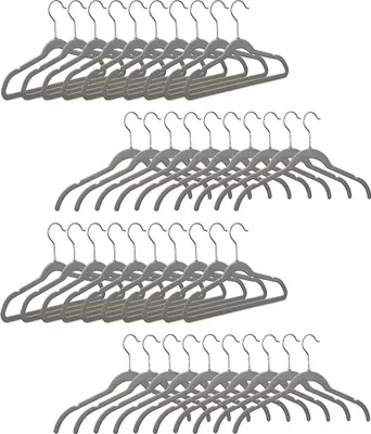 Immagine prodotto di Set da 50 pezzi, appendini per vestiti rivestiti in velluto, Grigio, 23,5 x 41,5 x 0,5 cm