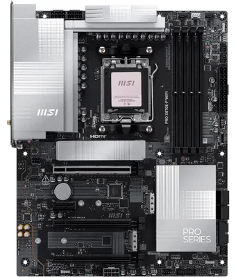 Obrázek produktu pro MSI PRO X870E-P WIFI, AMD, Zásuvka AM5, AMD Ryzen 7000 Series, AMD Ryzen 8000 Series, AMD Ryzen 9000 Series, Zásuvka AM5, DDR5-SDRAM, 256 GB