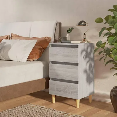 Obrázek produktu pro vidaXL Noční stolek s masivními dřevěnými nohami Grey Sonoma 40x35x69 cm