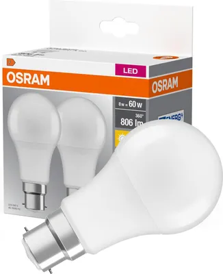 Zdjęcie produktu dla 2x Żarówka LED A60 B22d 8W = 60W 806lm 2700K Ciepła 150° BASE Osram