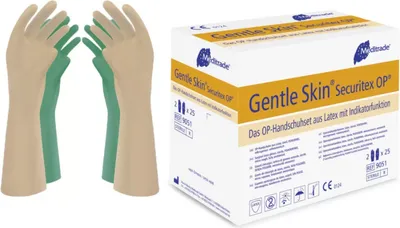 Produktbild von Gentle Skin Securitex OP-Handschuh, Latex, steril, puderfrei, mit Rollrand, 1 Packung = 50 Stück