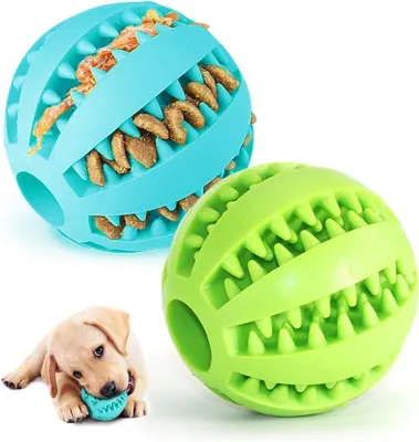 Produktbild von Hundespielzeugball, natürlicher minzgeschmackter Gummiball, Trainings-Zahnintelligenzspielzeug für Hunde mit Zahnreinigungsspielzeug