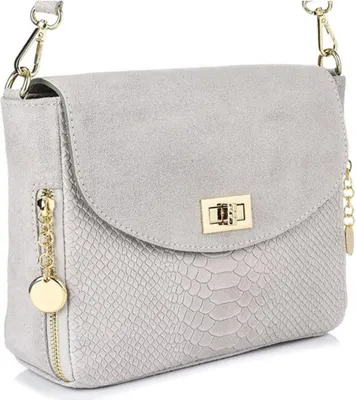 Produktbild von Damen Messenger Bag aus echtem Leder, Grau, 25x20x8 cm, mit Schulterriemen
