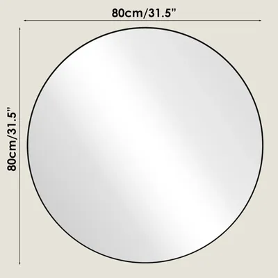 Zdjęcie produktu dla Lustro łazienkowe – okrągłe lustro ścienne MCL8080 – 80 cm – aluminiowa rama – szkło odporne na pękanie – czarne
