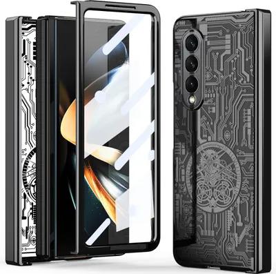 Obrázek produktu pro galvanizovaná pouzdro pro Samsung Galaxy Z Fold 4 5G, ochrana pantu, průhledné pouzdro s fólií na displej černé