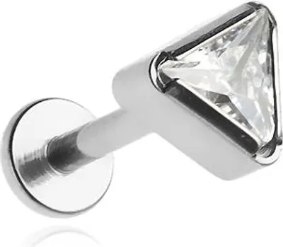 Produktbild von Titan Labret Dreieck Ohrring mit Zirkon, 1,2/6mm
