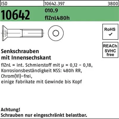 Immagine prodotto di Viti a testa svasata ISO 10642 010.9 M 12x40 flZnL/nc/x/x/480h/C flZn (100 pezzi)