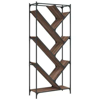 Obrázek produktu pro vidaXL Regál na knihy Hnědý dubový vzhled 79x30x180cm Materiál na bázi dřeva Kov