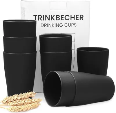 Produktbild von Bugucat Trinkbecher Set 8er 280 ml Schwarz PP Becher Kaffee Tee Milch