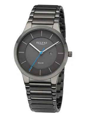 Produktbild von Regent Herren Uhr Metallarmband Metall Armbanduhr Analog dunkelgrau URBA726