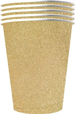 Productafbeelding van Pappbekers, Amerikaanse bekers, recyclebaar, tafeldecoratie, goud, 10 stuks, 530 ml