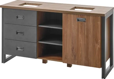 Produktbild von LIVOJO I12 Badezimmer Doppelwaschtisch 138 x 75 x 40 cm Stirling Oak & Matera