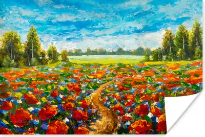Produktbild von MuchoWow® Poster Ölfarbe - Malerei - Blumen - Landschaft 60x40 cm - Schlafzimmerdekoration