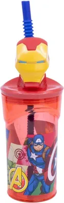 Produktbild von Becher mit Strohhalm The Avengers Seven Wonders Iron Man 360 ml