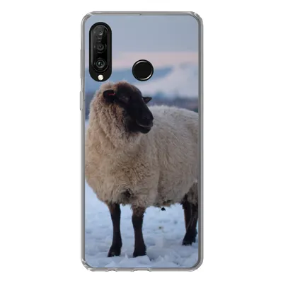 Produktbild von MuchoWow® Handyhülle Schutzhülle Hülle für Huawei P30 Lite Schaf - Schnee - Berg Silikon Softcase Handy Hülle - Handyhülle