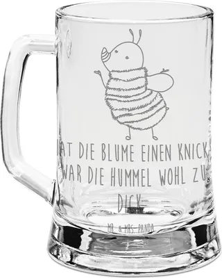 Produktbild von Mr. & Mrs. Panda Humpen Hummel flauschig - Transparent - Geschenk, Natur, Krug, Bierkrug Mit Gravur, Lustige Sprüche, Seidel, Blume, Glaskrug, Biene