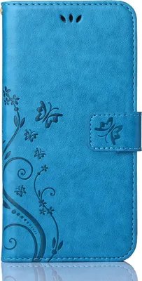 Produktbild von Handy Tasche für Samsung Galaxy A15 Schutz Hülle Handyhülle mit Blumenmuster Klapp Hülle mit Standfunktion und Kartenfächer Farbe: Blau