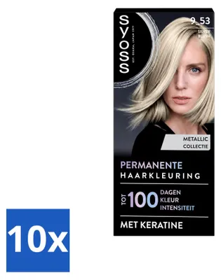 Imagen del producto de 10 tintes permanentes para el cabello SYOSS, tono 9-53 Silver Blush, pack ahorro - 10 unidades
