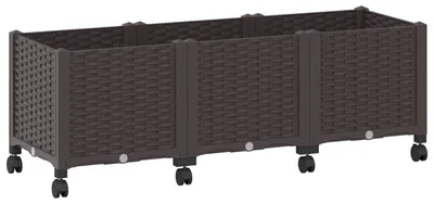 Obrázok produktu pre vidaXL záhradný kvetináč na kolieskach, hnedý, 120 x 40 x 44 cm, PP