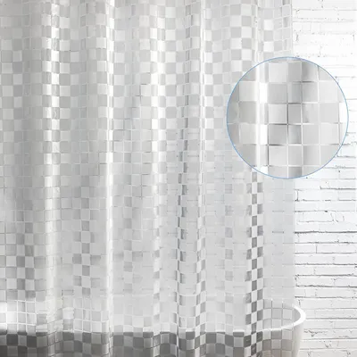 Produktbild von Wasserdichter 3D-Badezimmervorhang, PVC-Duschvorhang, transparenter schimmelresistenter durchsichtiger Badezimmervorhang mit Haken 240×180cm b