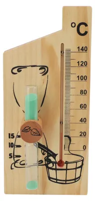 Produktbild von Sauna-Thermometer, Sanduhr, 15 Minuten, Sanduhr, goldenes Holz, 0 bis 140 Grad Celsius, Temperaturanzeige, Wandmontage-Zubehör