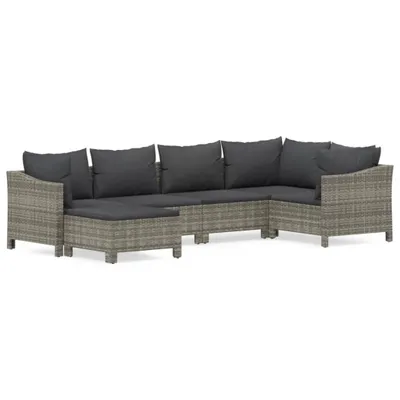 Obrázek produktu pro vidaXL 6dílná zahradní lounge souprava s polštáři Grey Poly Rattan