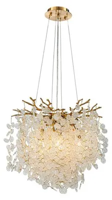 Produktbild von Kronleuchter "Regentropfen", 40 cm - Goldfarben - Glas