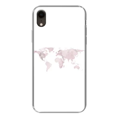 Produktbild von MuchoWow® Handyhülle Schutzhülle Hülle für iPhone XR Weltkarte - Marmor - Rosa Silikon Softcase Handy Hülle - Schutzdeckel
