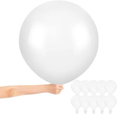 Zdjęcie produktu dla Białe balony lateksowe, 91 cm, 10 sztuk, idealne na imprezy