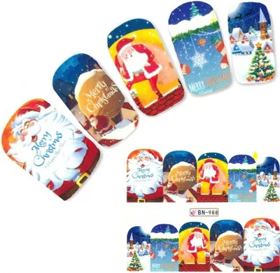 Produktbild von Tattoo Nail Art Nikolaus Weihnachten Weihnachtsbaum Aufkleber Nagel Sticker
