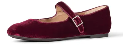 Produktbild von A. Essentials Damen Mary-Jane-Ballerinas, Burgunderrot Samt, 38.5 EU