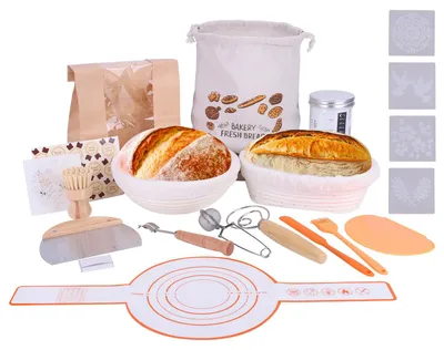 Backset mit Gärkörben, Sauerteigglas & Zubehör, 34-tlg.