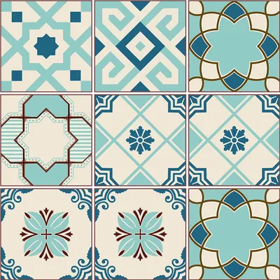 Image de Autocollants pour carrelage pour la cuisine et la salle de bains – 9 autocollants imitation carrelage de style Azulejos de Leria – 9 autocollants, 20 x 20 cm