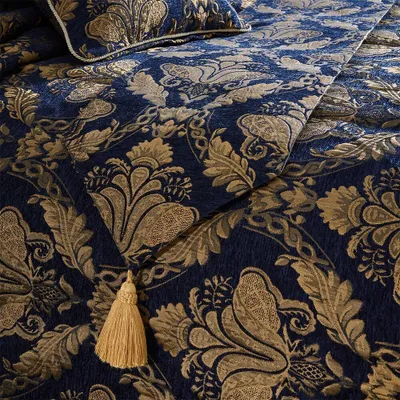 Obrázok produktu pre Paoletti - Behúň na posteľ "Shiraz Traditional", žakár RV2906 (33 cm x 230 cm) (námornícka modrá/zlatá)