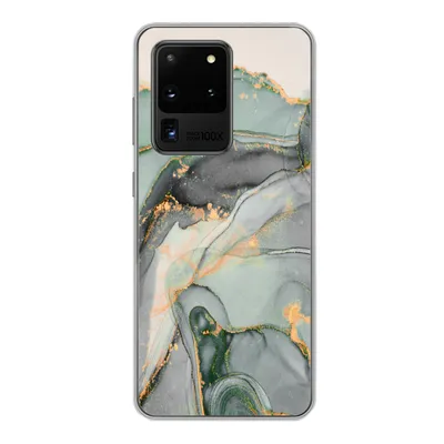 Produktbild von MuchoWow® Handyhülle Schutzhülle Hülle für Samsung Galaxy S20 Ultra Gold - Marmor - Grün - Luxus - Glitzer - Marmoroptik Silikon Softcase Handy Hülle - Karteninhaber