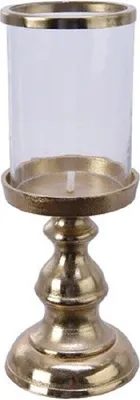 Produktbild von Kerzenhalter Kerzenleuchter Kerzenständer Alu Glas gold Ø 12,5 x 32 cm