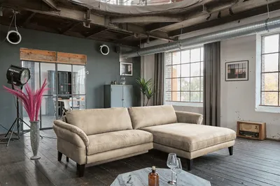 Produktbild von KAWOLA Sofa MALTA Ecksofa Stoff beige Recamiere rechts
