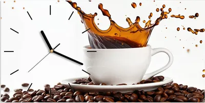 Produktbild von Wanduhr aus Glas mit Motiv Kaffeespritzer- 60 x 30 cm - inkl. Aufhängesystem