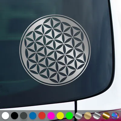 Produktbild von PantherPixel Blume des Lebens Aufkleber Yoga Mandala Lebensblume Sticker Auto Geschenkidee Farbe Silber