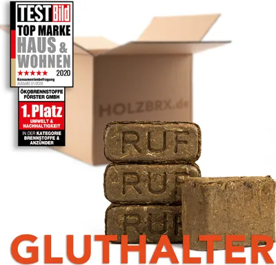 Produktbild von holzbrx ökologische Rindenbriketts 30kg RUF Form Gluthalter Nachtwächter Nicht für Öfen mit automatischem Gebläse