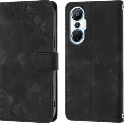 Produktbild von Hülle für Infinix Hot 20S / 20Pro X6827 Prägung Flip Leder Brieftasche Schutzhülle mit Ständer Schwarz