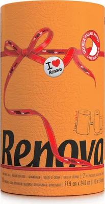 Produktbild von Farbige Küchenrolle in ORANGE XXL, Haushaltsrolle von Renova, 120 Tücher / Rolle - 1 Rolle