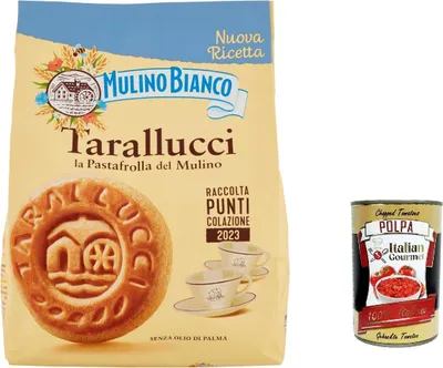 Produktbild von 3x Mulino Bianco Tarallucci Kekse mit 100% italienischer Frischrahm 800 g biscuits cookies + Italian Gourmet polpa 400g