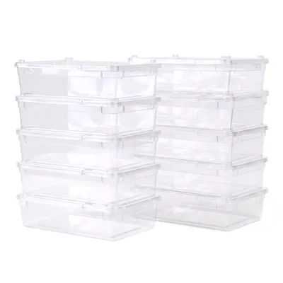 Produktbild von 10x Aufbewahrungsbox mit Deckel 0,8 Liter transparent 18,5 x 12,5 x 5,0 cm, stapelbarer Organizer für Küche, Bad, Büro, Haushalt & Vorrat