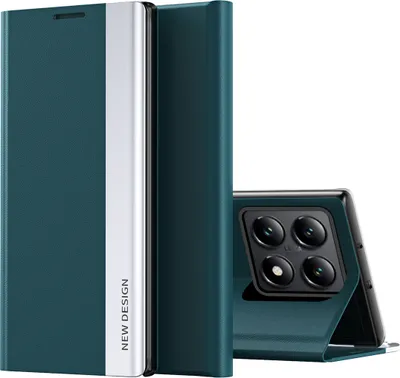 Immagine prodotto di Custodia per Xiaomi 14T, Custodia magnetica in Finto cuoio con funzione di supporto Verde